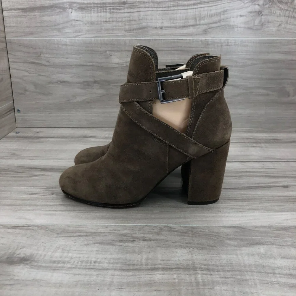 Ash Ankle Boots Women's 37 Famous Brown Suede Buckle Heel Booties
